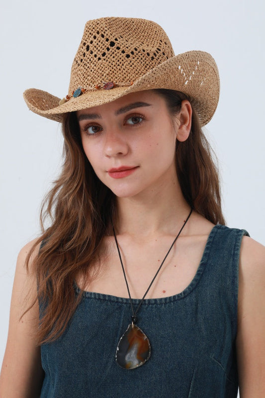 Woven Wide Brim Cowboy Hat – Textured Western Style - NeoKira Unlimited