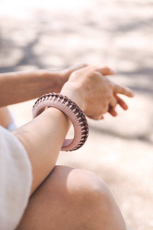 Braided Bamboo and Fabric Bangle - NeoKira Unlimited