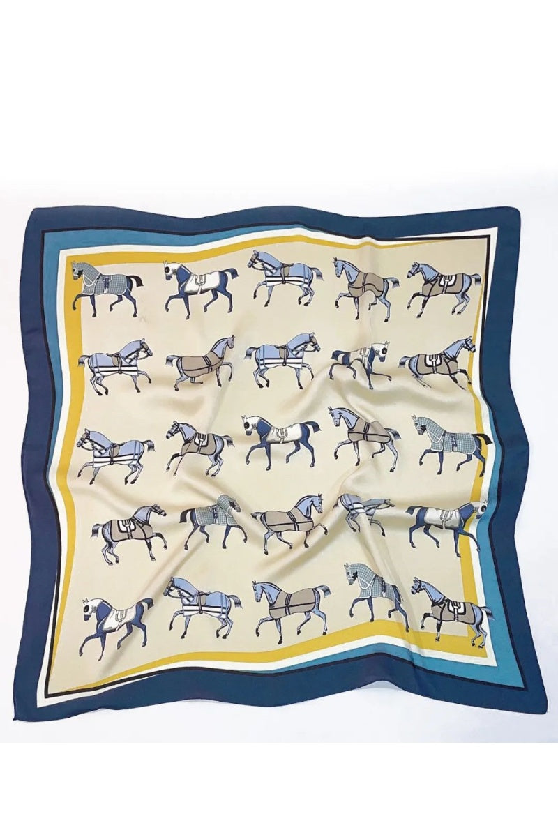 Equestrian Print Bandana – Luxe Silk-Style Horse Scarf 🐎🧣 - NeoKira Unlimited