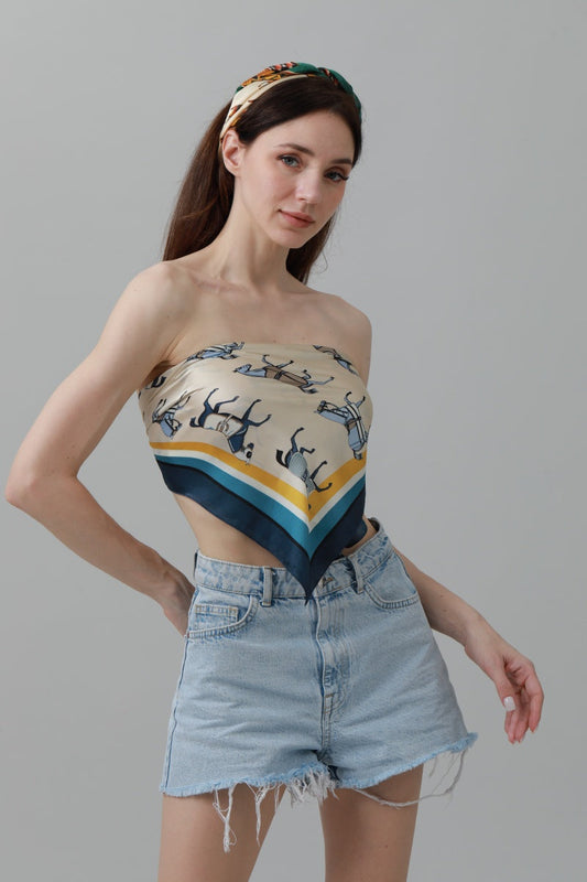Equestrian Print Bandana – Luxe Silk-Style Horse Scarf 🐎🧣 - NeoKira Unlimited