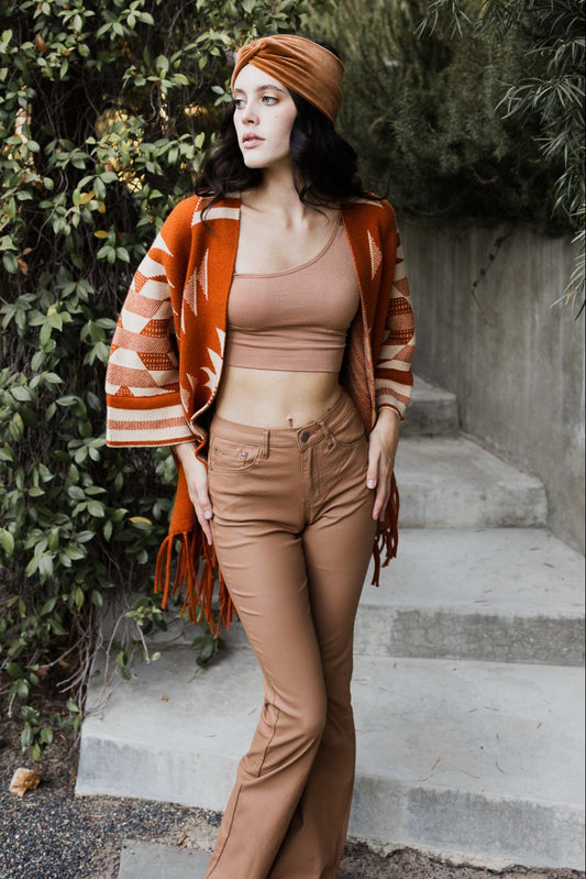 Aztec Luxe Fringed Ruana - NeoKira Unlimited