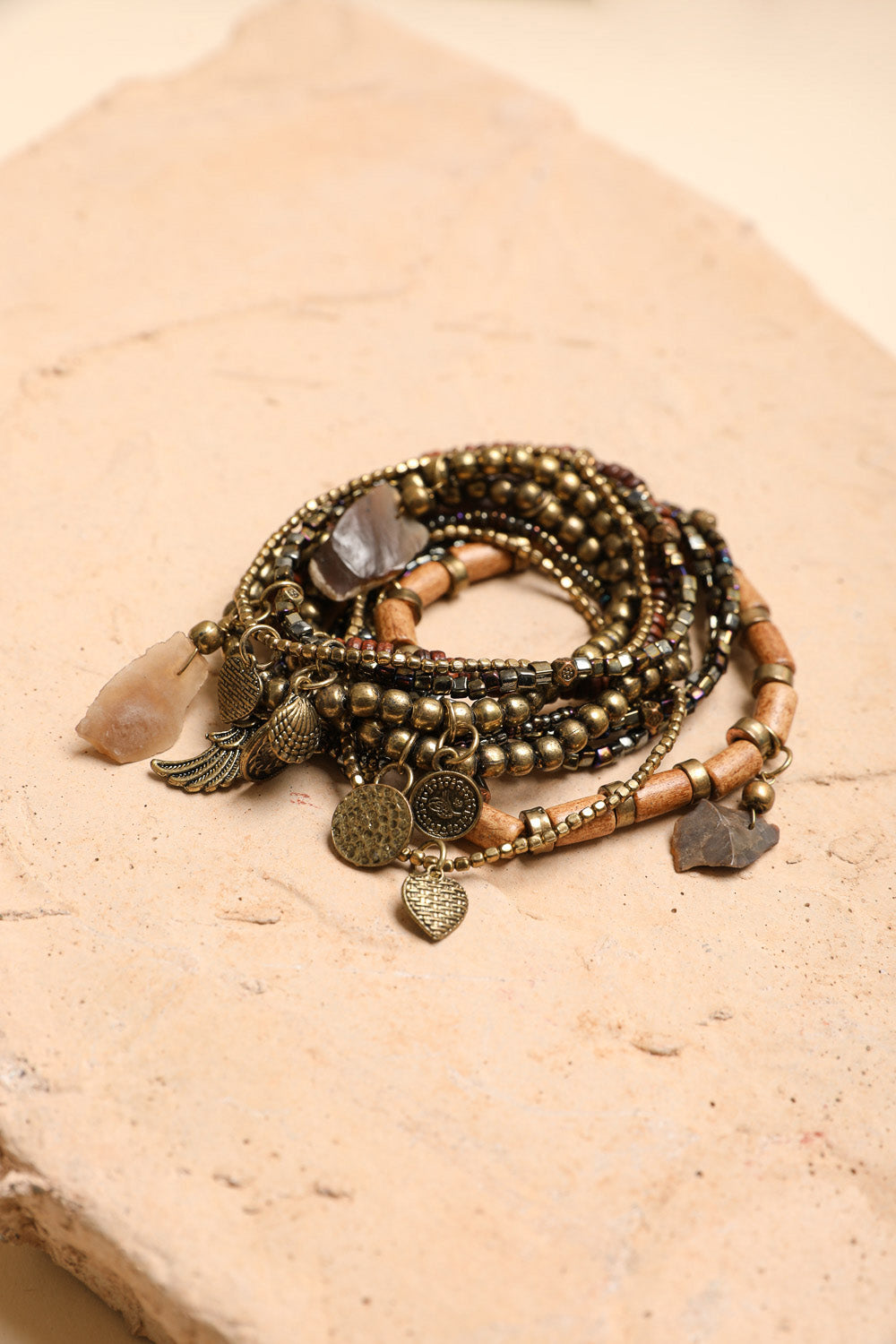 Boho Stone & Bead Stack Bracelet - NeoKira Unlimited