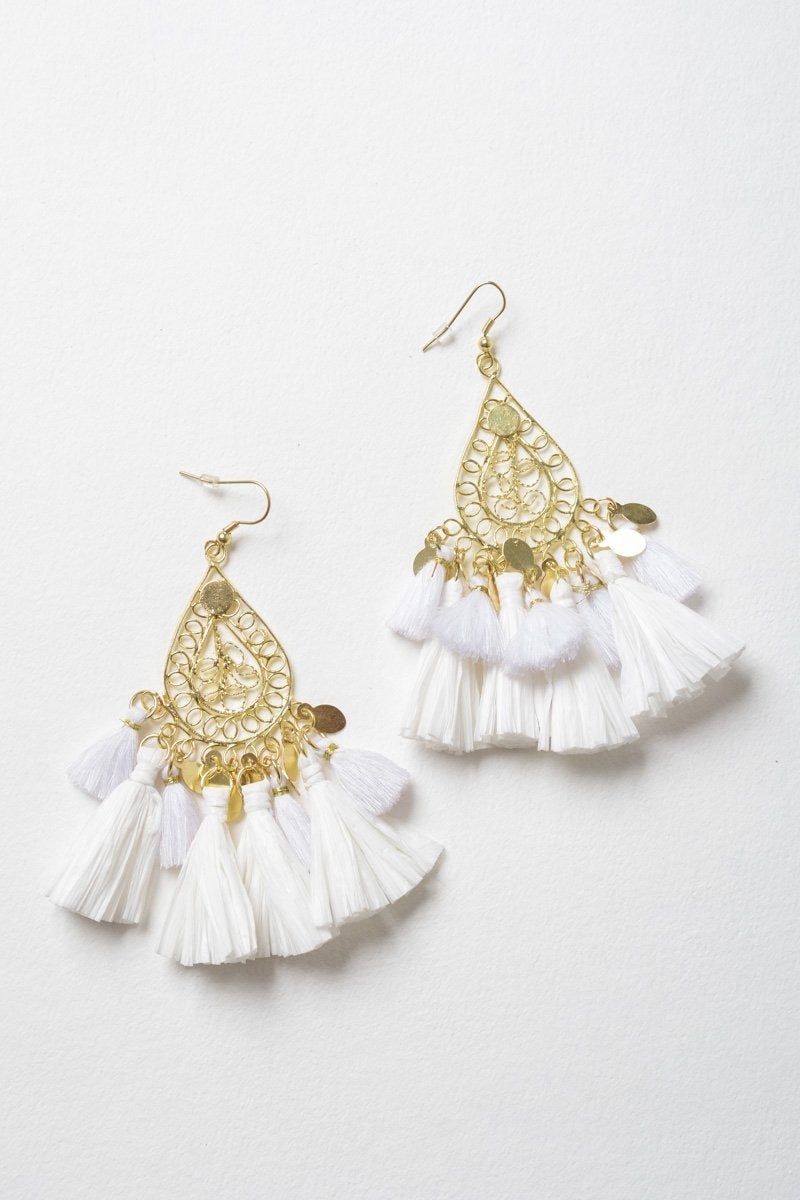 Filigree Raffia Tassel Earrings - NeoKira Unlimited