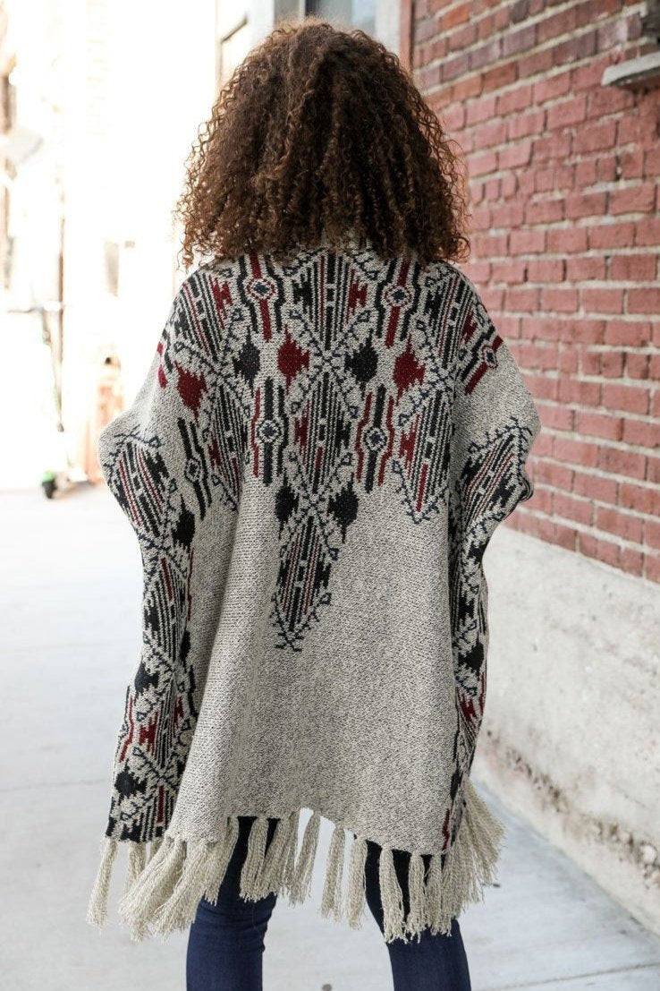 Heather Argyle Knit Ruana - NeoKira Unlimited