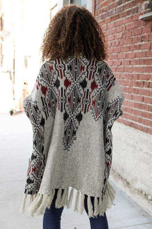 Heather Argyle Knit Ruana - NeoKira Unlimited