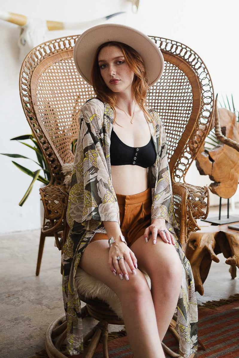 Ikebana Kimono with Belt - NeoKira Unlimited