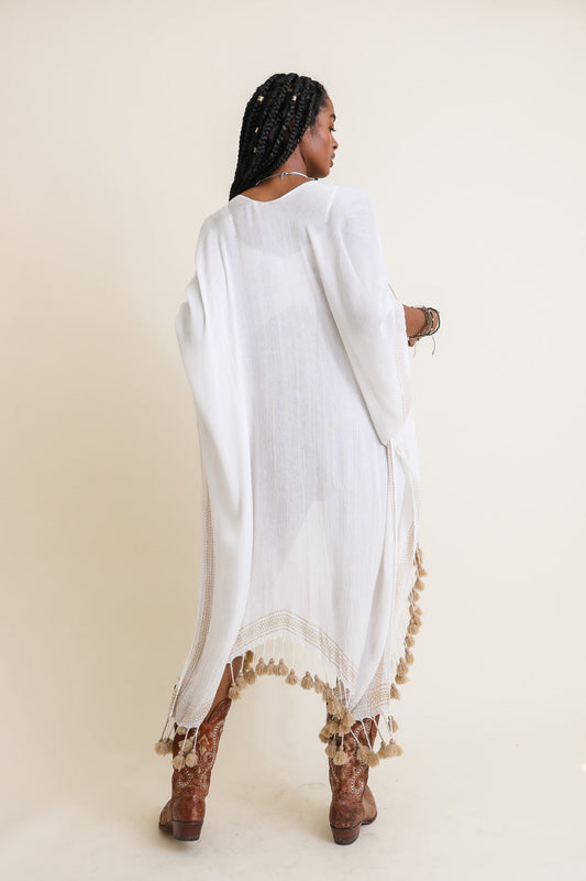 Longline Tassel Border Kimono – Chic & Breezy - NeoKira Unlimited