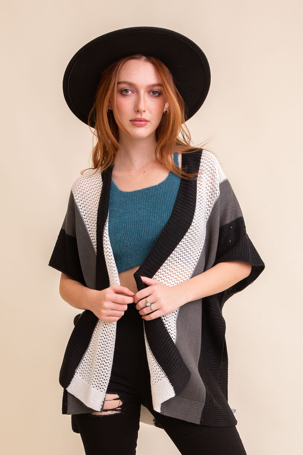 Multi-colored Striped Knit Poncho ❤ - NeoKira Unlimited