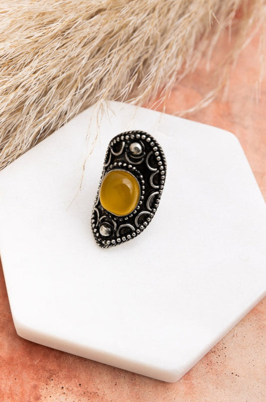 Nostalgic Vintage Honey Tiger's Eye Statement Ring - NeoKira Unlimited