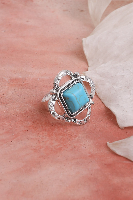 Square Cut Adjustable Turquoise Ring💎 - NeoKira Unlimited