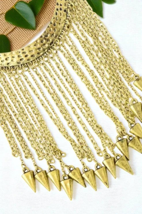 Boho Tribal Arrow Fringe Statement Necklace β Bold Chic Layering Piece - NeoKira Unlimited