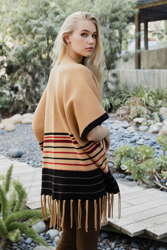 Western Luxe Fringed Ruana - NeoKira Unlimited