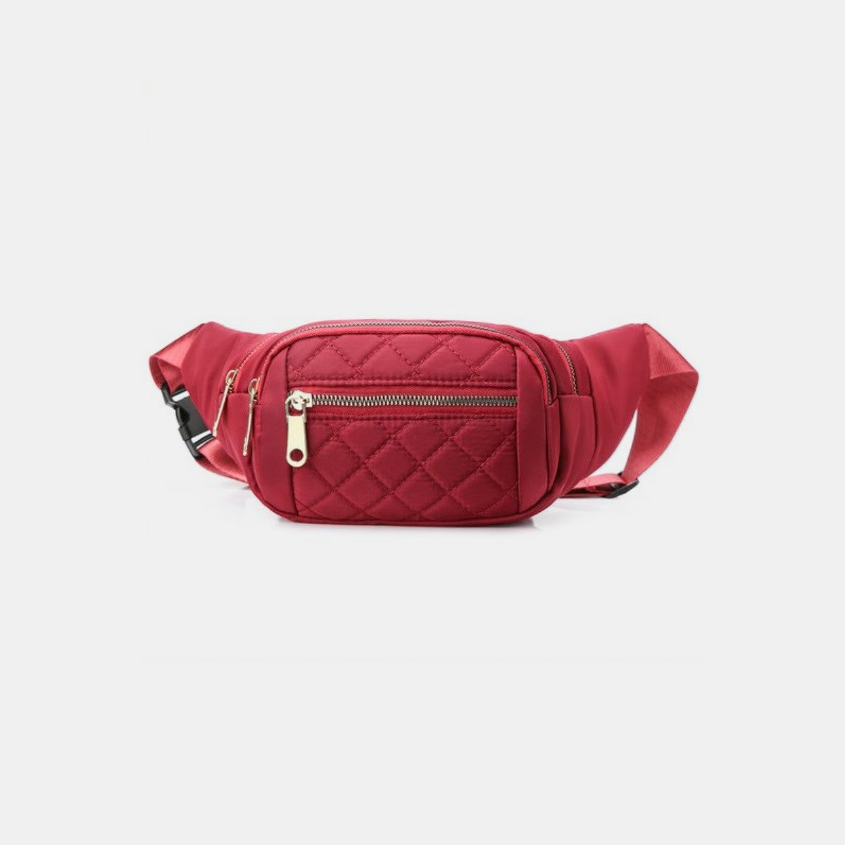 Zenana Quilted Multi Pocket Waist Belt Bag Fanny Packs Trendsi Red One Size 