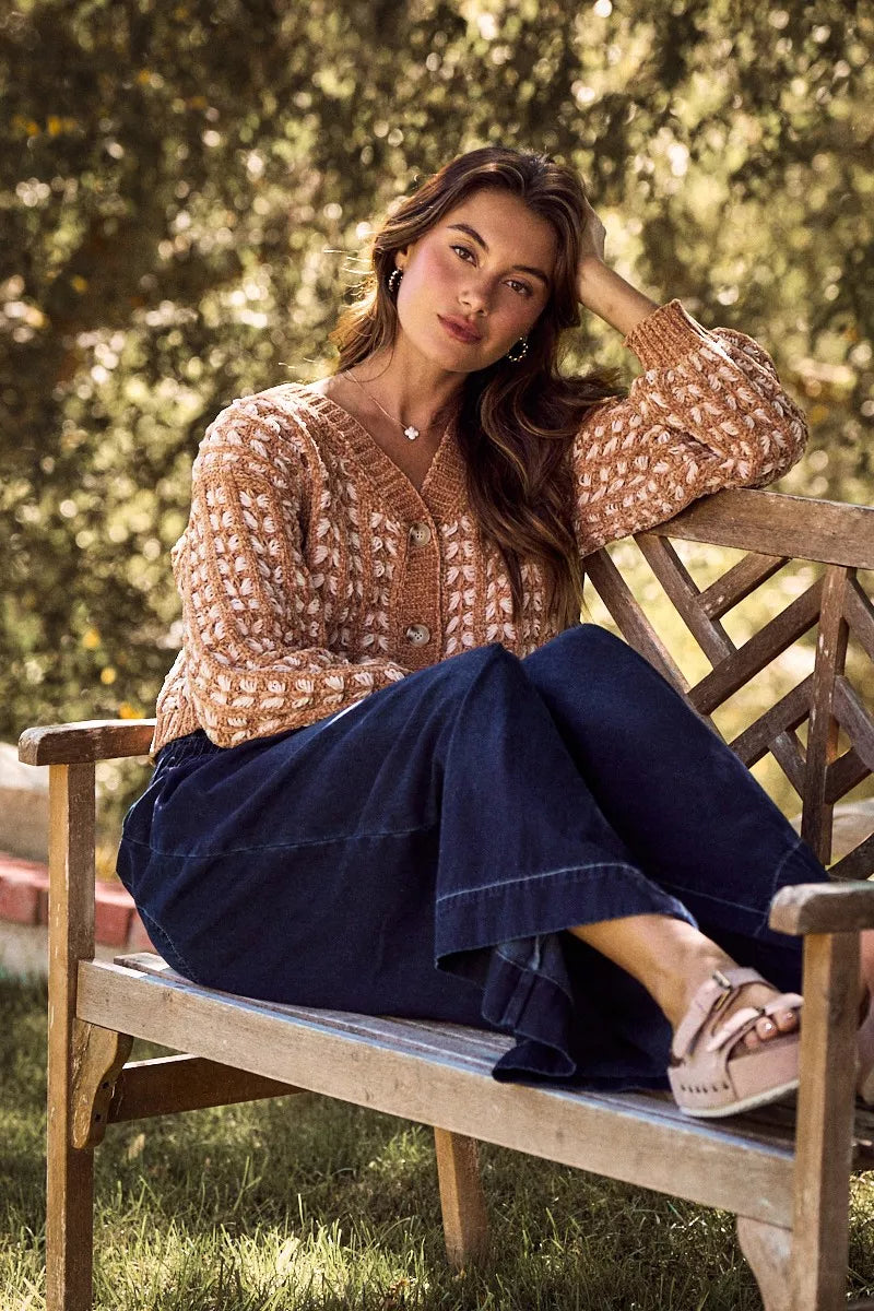 SO ME Soft Chenille Yarn Textured Button Sweater Cardigan Boho Chic - NeoKira Unlimited