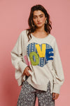 BiBi LOVE Heart Patch Slit French Terry Sweatshirt - NeoKira Unlimited