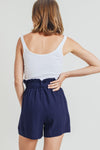 Cotton Bleu by Nu Label Buckle Belt Cotton Linen Shorts High Waist Shorts Trendsi   