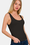 Zenana Double Layer Round Neck Tank Tank Top Trendsi   