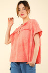 VERY J Nochted Short Sleeve Washed T-Shirt T-Shirt Trendsi   