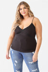 Zenobia Plus Size Lace Detail V-Neck Cami Cami Trendsi Black 1XL 