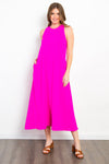 Be Stage Midi Tank Dress with Pockets Midi Dress Trendsi Magenta S 