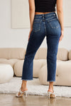 RFM Full Size Tummy Control Distressed High Waist Raw Hem Jeans Jeans Trendsi   