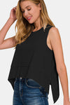 Zenana Exposed Seam Slit Round Neck Tank Tank Top Trendsi   