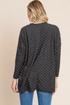 BOMBOM Checkered Long Sleeve V-Neck T-Shirt T-Shirt Trendsi   