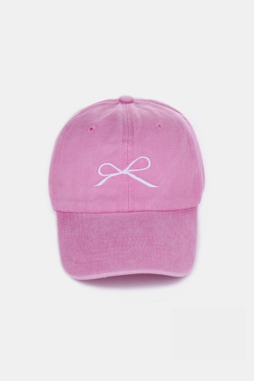 Zenana Bow Embroidered Washed Cotton Caps Caps Trendsi Pink One Size 