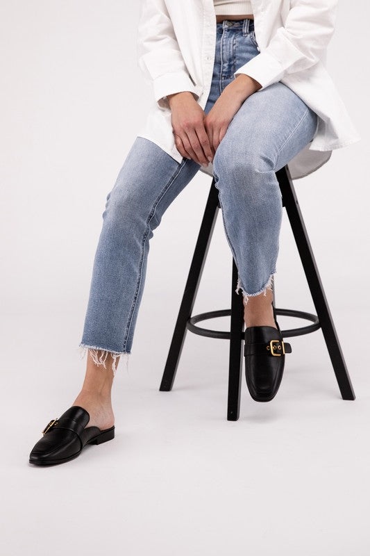 Chantal-S Buckle Backless Slide Loafers – Sophisticated Modern - NeoKira Unlimited