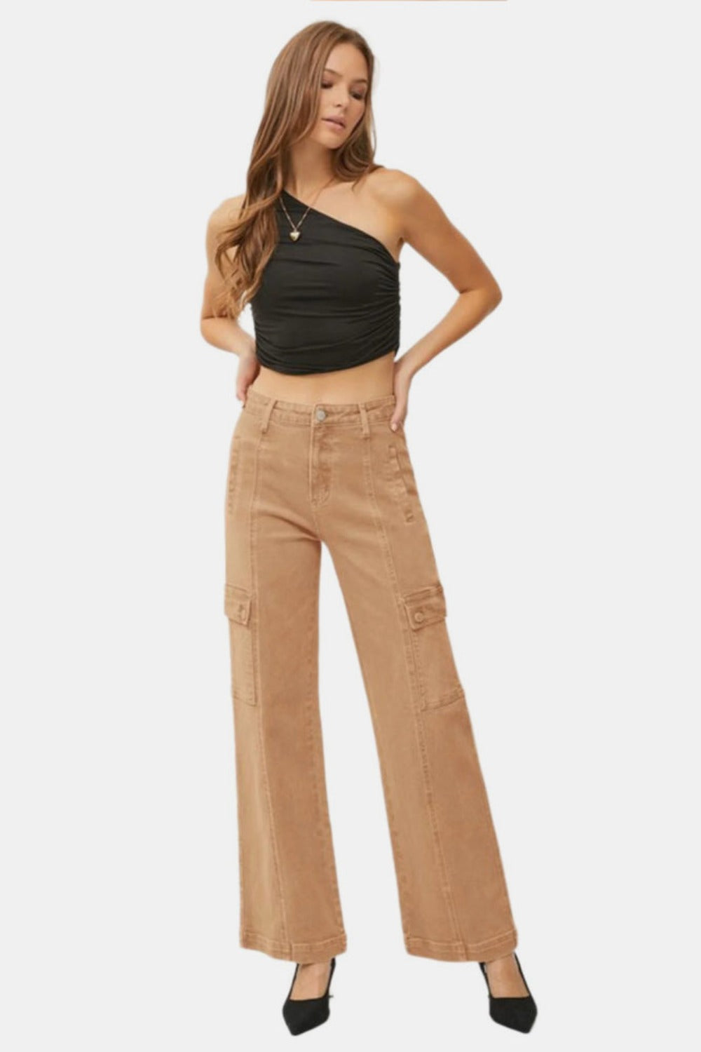 RISEN Full Size High Rise Wide Leg Cargo Jeans - NeoKira Unlimited