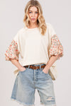 SAGE + FIG Round Neck Bubble Sleeve Oversize Top Top Trendsi   