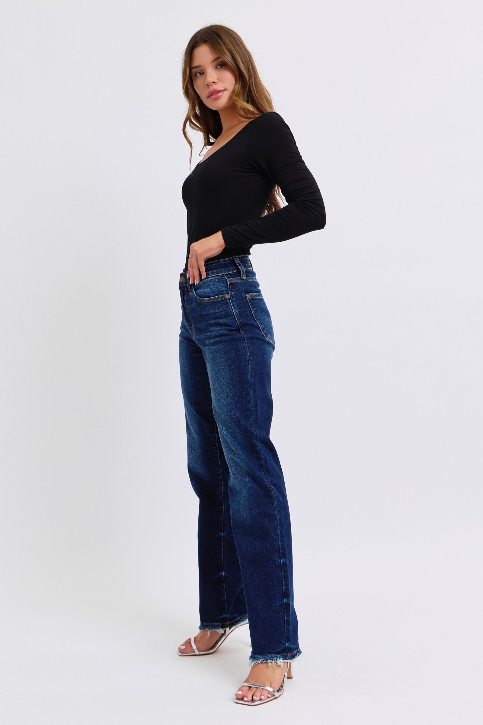Judy Blue Full Size Raw Hem Straight Leg Jeans - NeoKira Unlimited
