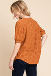 BOMBOM Textured Floral Pattern Top Top Trendsi   