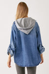 RISEN Zip Up Hooded Denim Shirt Hoodie Trendsi   