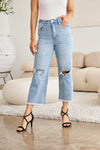 RFM Full Size Tummy Control High Waist Raw Hem Distressed Jeans Jeans Trendsi   