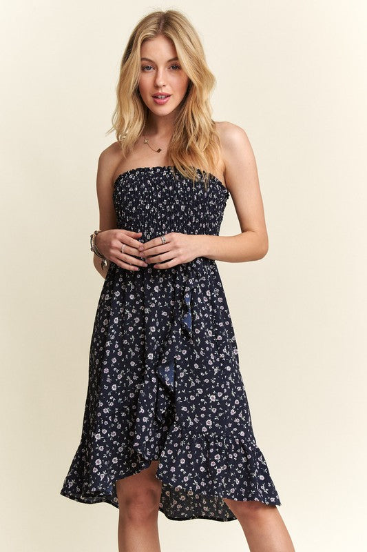 ADORA Smocked Floral Tube Dress with Pockets - NeoKira Unlimited