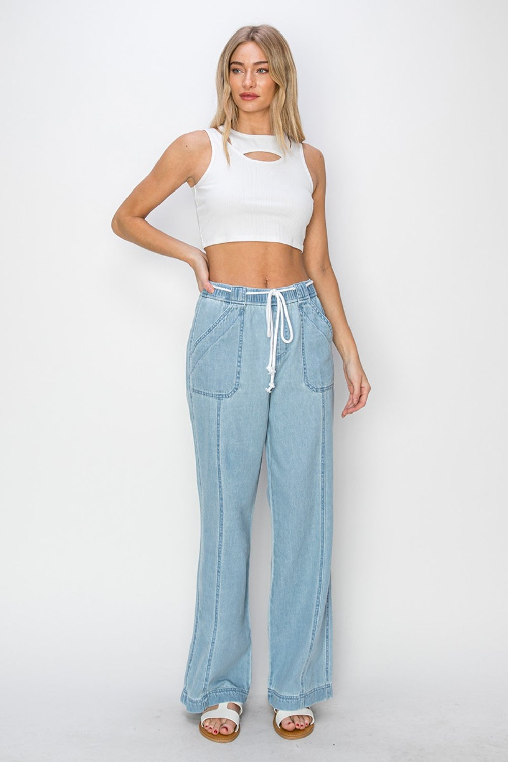 RISEN High Rise Straight Jeans Jeans Trendsi   