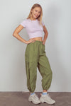 VERY J Elastic Waist Woven Cargo Pants Pants Trendsi   