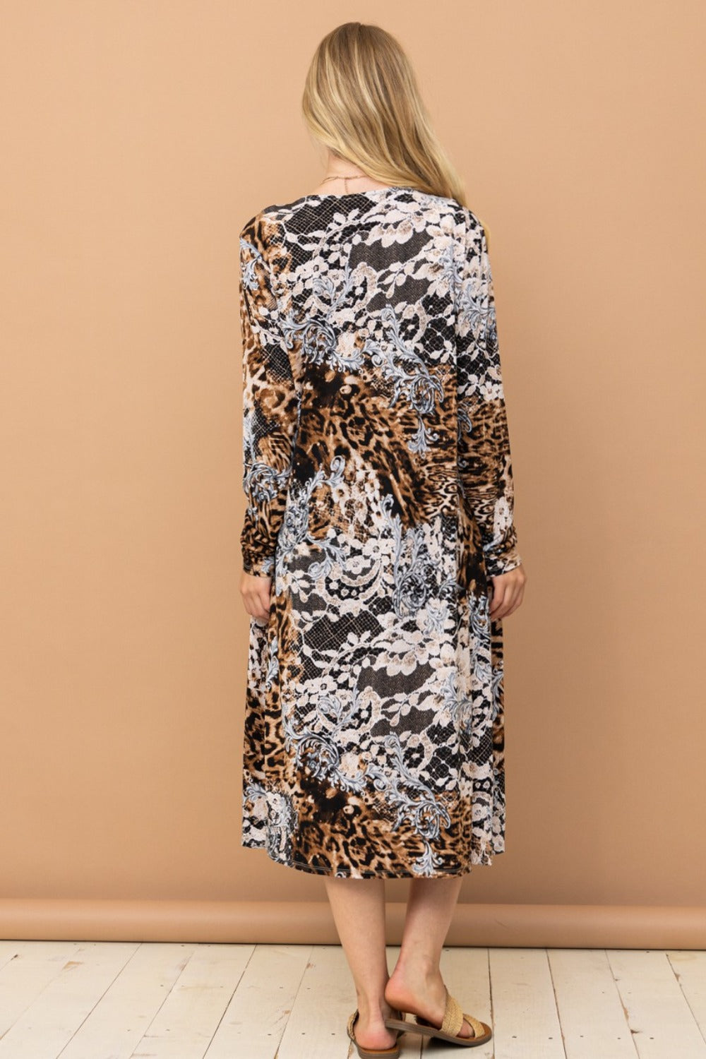 And The Why Leopard Kimono Open Front Longline Cardigan - NeoKira Unlimited