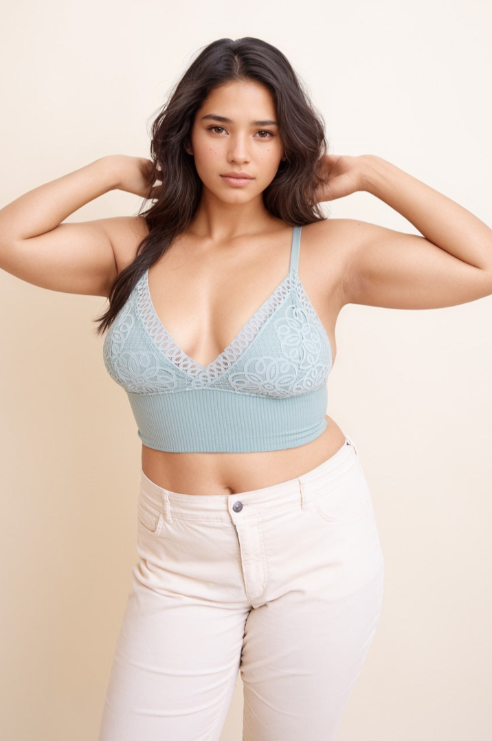 Curvy Waistband Loop Lace Brami – Elegant Plus Size Lace Detail - NeoKira Unlimited