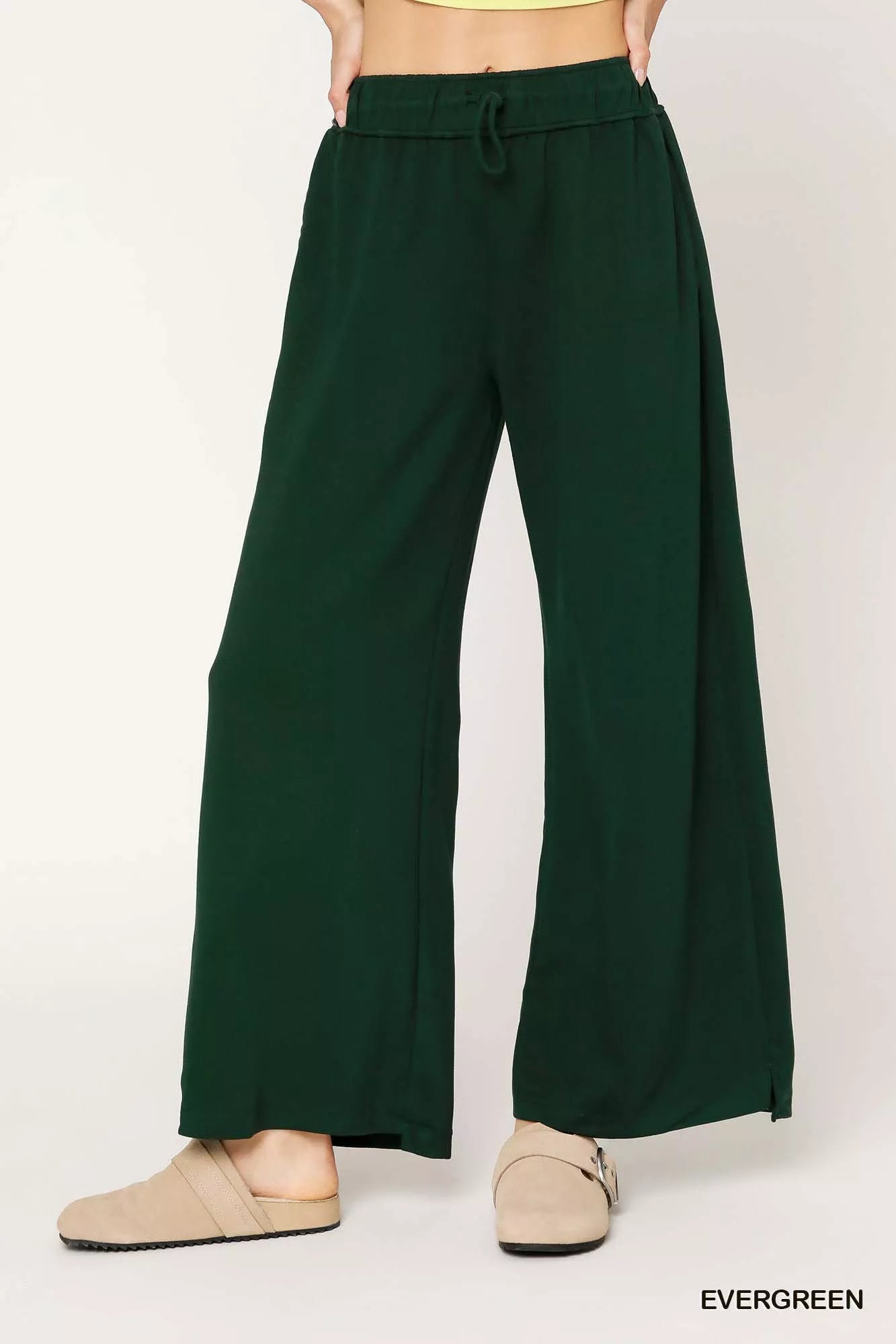 Umgee Wide Leg Drawstring Pants Boho Lounge Comfort Style - NeoKira Unlimited