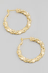 Fame Double Twist Chain Latch Hoop Earrings Hoops Trendsi Gold One Size 