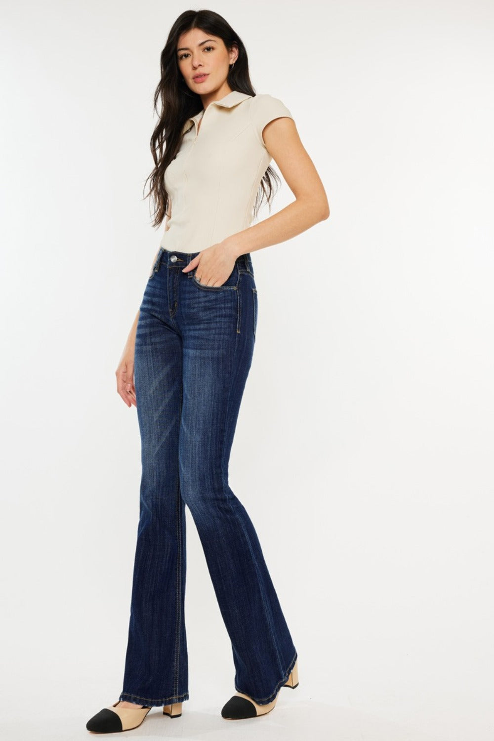Kancan Full Size Mid Rise Slim Flare Jeans - NeoKira Unlimited
