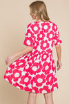 BOMBOM Flower Print Ruched Dress Mini Dress Trendsi   