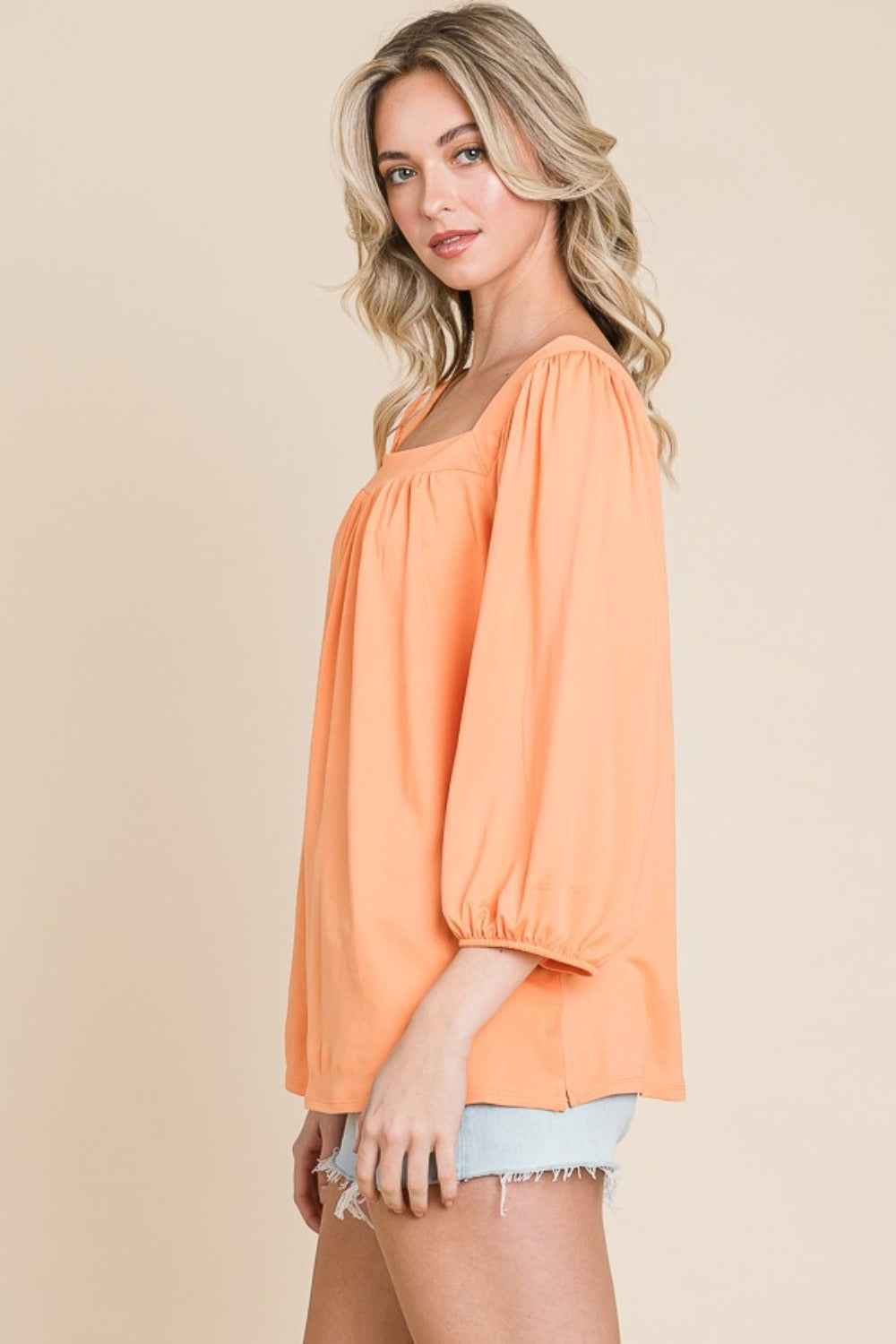 Culture Code Square Neck Puff Sleeve Top Top Trendsi   