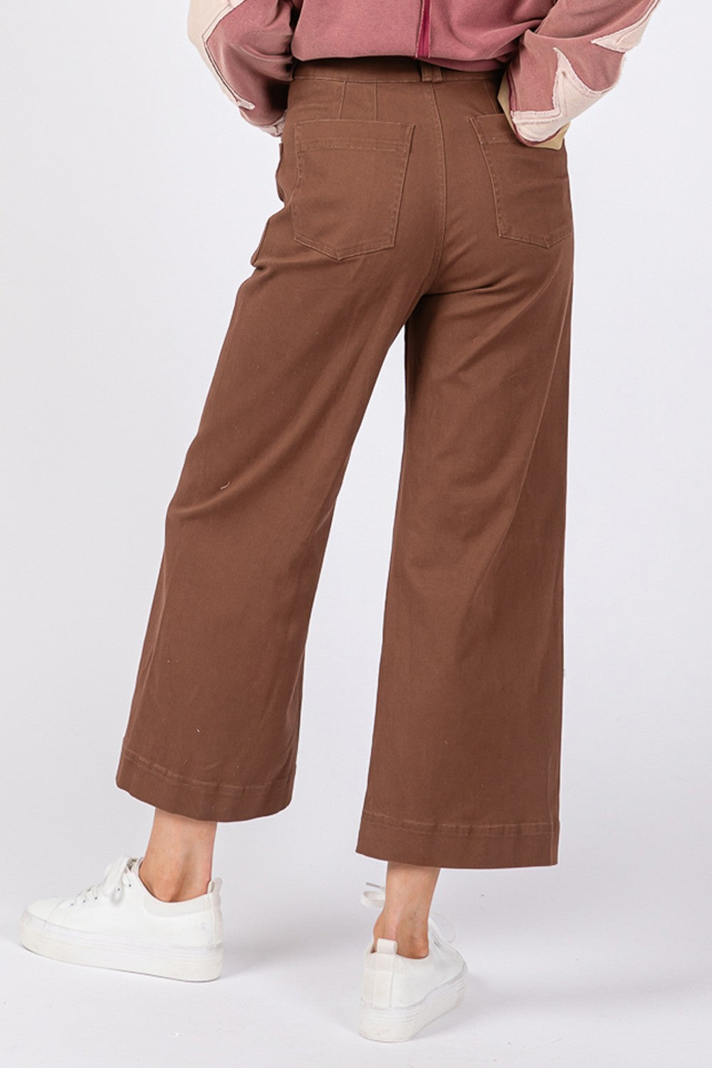 SAGE + FIG Wide Leg Cropped Pants Pants Trendsi   