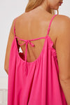 Double Take Full Size Ruffle Trim Tie Back Cami Jumpsuit with Pockets Jumpsuits Trendsi   