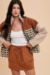 Annie Wear Plaid Zip Up Drop Shoulder Sherpa Jacket - NeoKira Unlimited