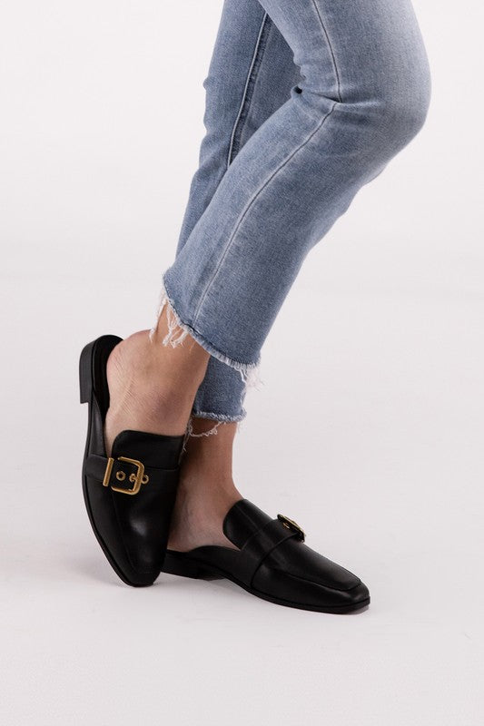 Chantal-S Buckle Backless Slide Loafers – Sophisticated Modern - NeoKira Unlimited