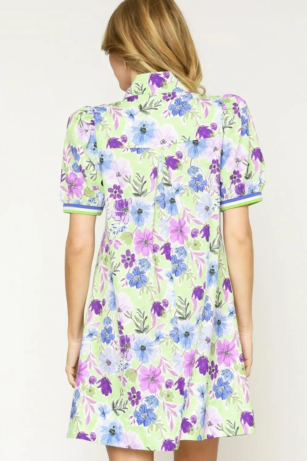 Umgee Floral Sporty Polo A-Line Mini Dress Preppy Bloom Vibes - NeoKira Unlimited